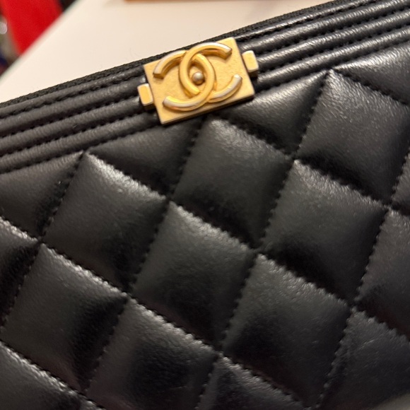 Chanel Boy Zipper Long Wallet Black Genuine Leather Excellent Condition - Picture 13 of 13